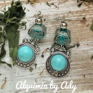 Sonora Dessert +Blue and Silver Dangle Earrings  + Turquoise Oddity